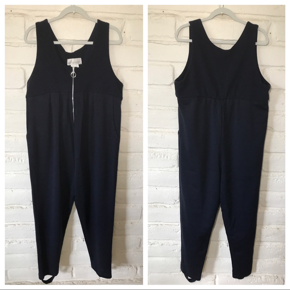Vintage Motherhood Maternity Navy Blue Jumpsuit